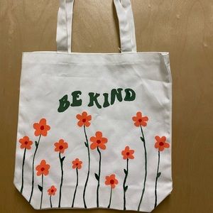 Painted white canvas tote “Be Kind”